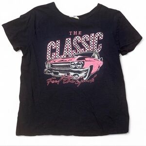 Altar’d State Black Graphic Tee Large Pink Classic Car
